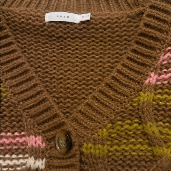 Brown and Pink Lush Striped Women's Sweater - Picture 3 of 3